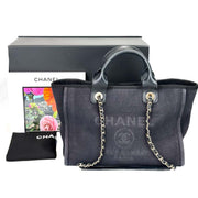 Chanel Dark Blue Deauville Small Tote Bag